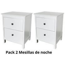 Mesitas - Mesillas de Noche dormitorio de 2 Cajones Color Blanco, pack 2 unidades (SALDO)