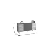 Aparador Moderno de 4 Puertas - Roble-Antracita - 160x40x78,5cm - Elegante Almacenamiento para Sala de Estar.