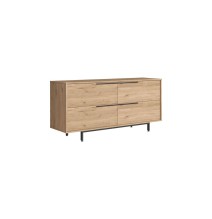 Buffet de Melamina en Color Natural-Negro, 160x44.5x74 cm, Gran Resistencia para un Uso Duradero.